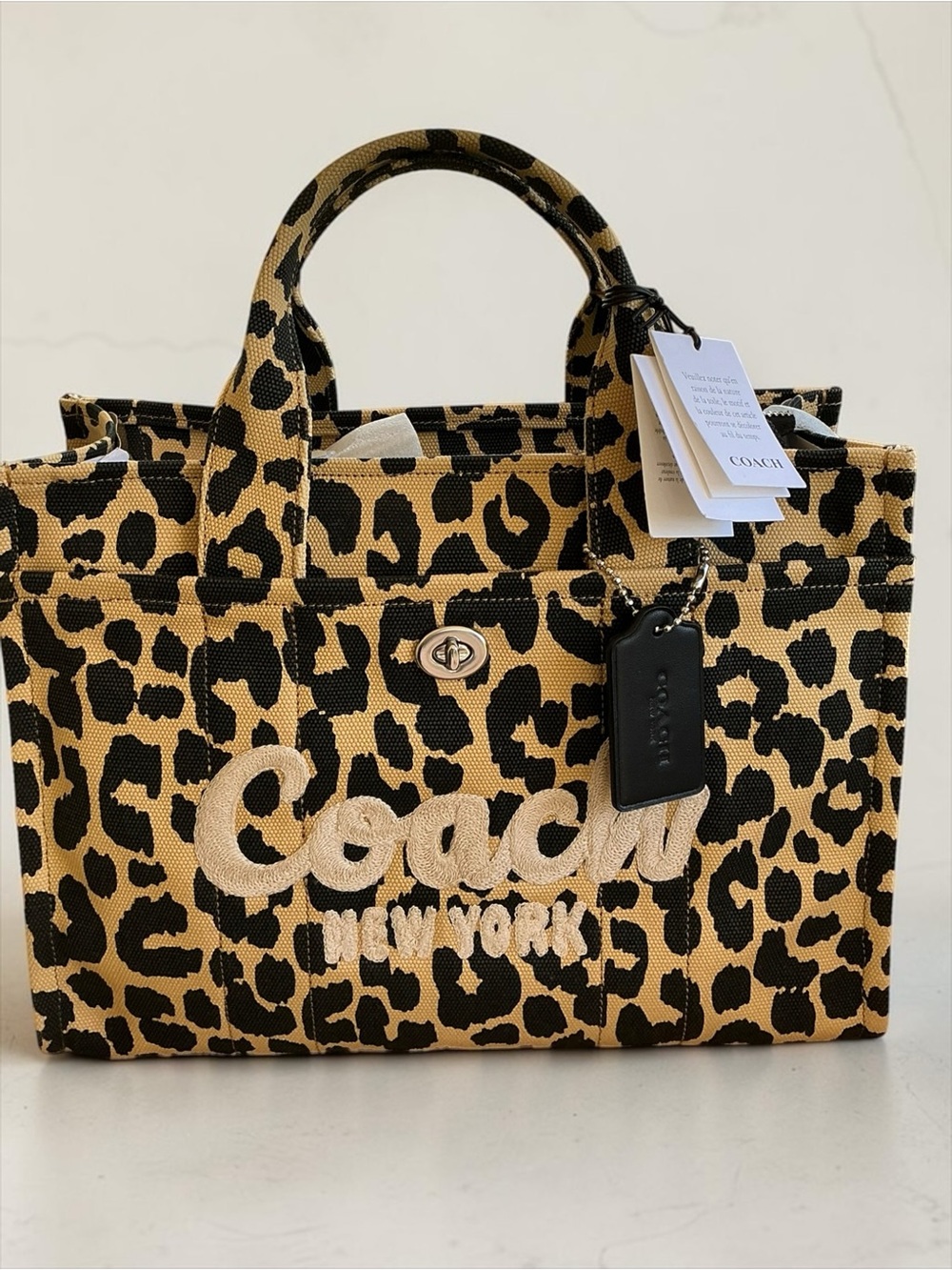 Coach Cargo Tote 26 Leopard Print Canvas Bag NWT - Picture 2 of 12
